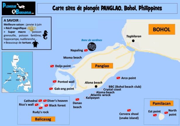 carte sites de plongee panglao new philippines