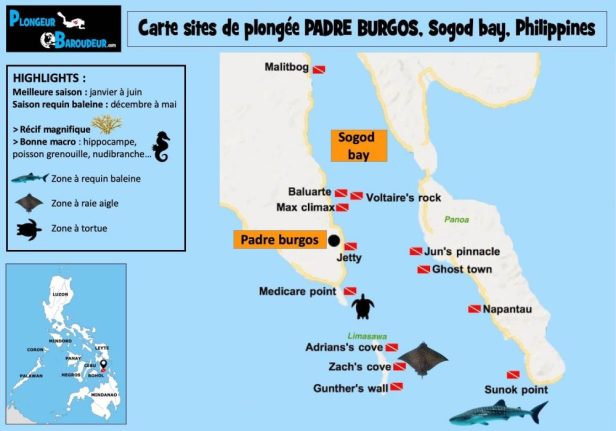 carte sites de plongee padre burgos philippines
